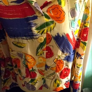 Not new,with tag colorful abstract  tropical print button-up cropped jacket m.